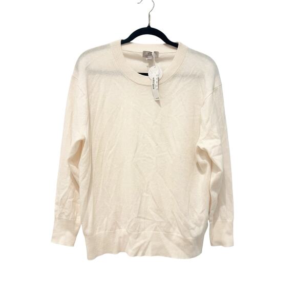 J. Crew Women's Cashmere Relaxed Crewneck Sweater Long Sleeve Snow Size XS NWT - Picture 4 of 13